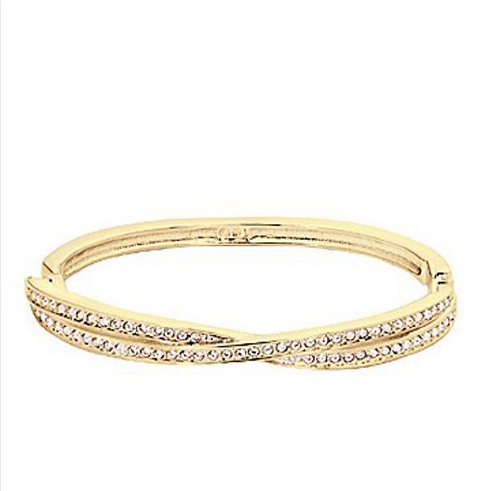 SWAROVSKI TWISTED GOLD PLATED CRYSTAL BANGLE
